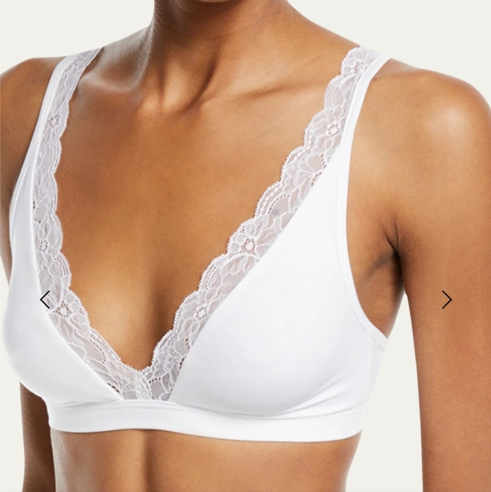 NWOT  HANRO COTTON  DELIGHT  LACE  TRIM  COTTON SOFT CUP BRA